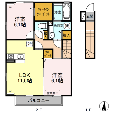 みどり市笠懸町久宮のアパートの間取り