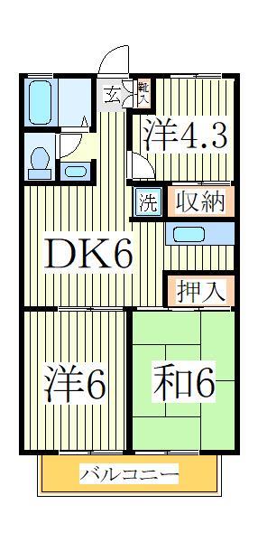 柏市花野井のアパートの間取り