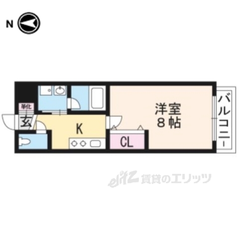 京都市右京区太秦安井松本町のマンションの間取り