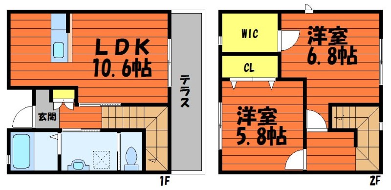 倉敷市福田町浦田のアパートの間取り