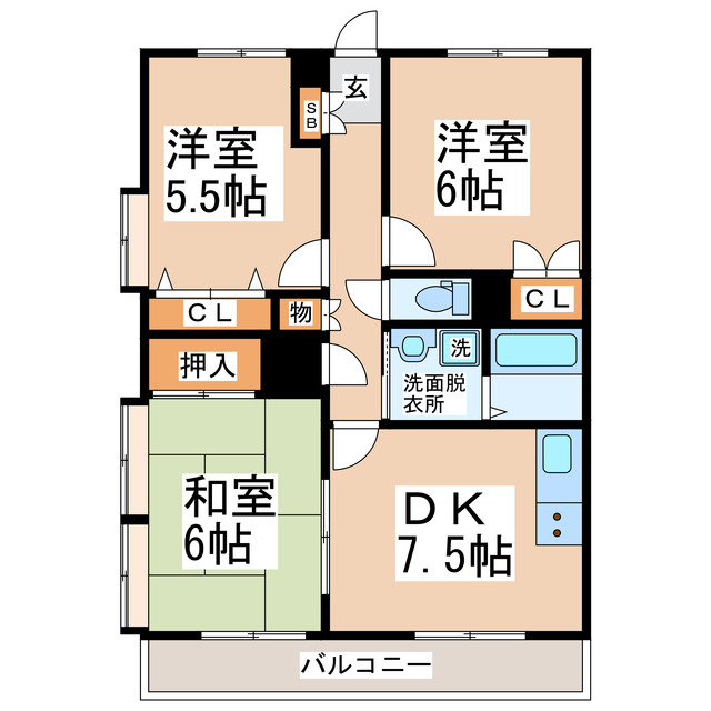 熊本市東区広木町のマンションの間取り