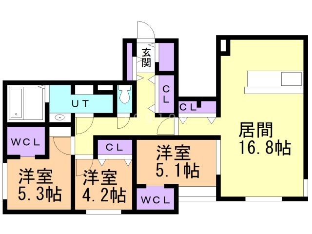 札幌市西区宮の沢三条のマンションの間取り