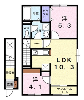 シャトーKINKI Aの間取り写真