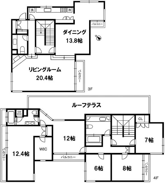 東京メトロ千代田線 赤坂駅 徒歩7分 4階建 築39年の間取り写真