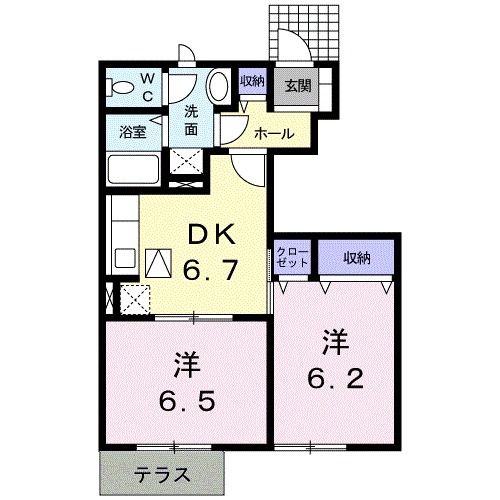 橋本市野のアパートの間取り