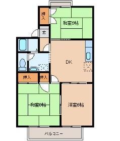 仙台市若林区遠見塚のアパートの間取り