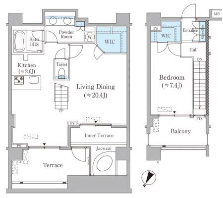 【港区元麻布のマンションの間取り】