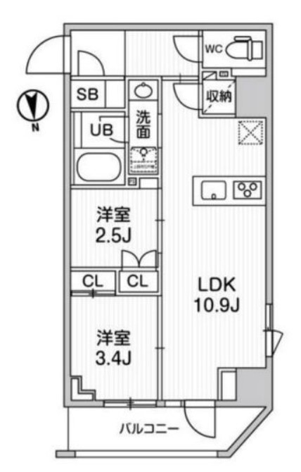 台東区小島のマンションの間取り