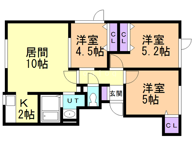 札幌市東区中沼六条のアパートの間取り