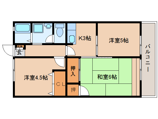 香芝市穴虫のアパートの間取り