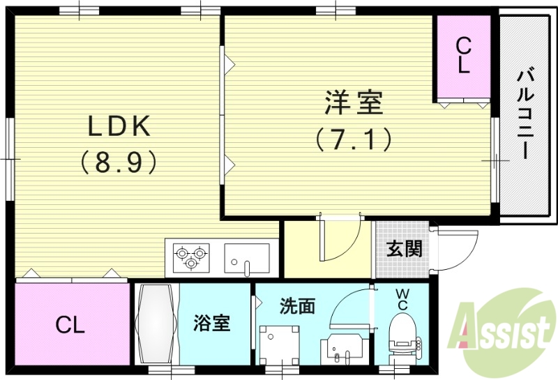 西宮市千歳町のマンションの間取り