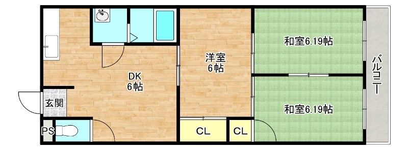 大阪市生野区林寺のマンションの間取り