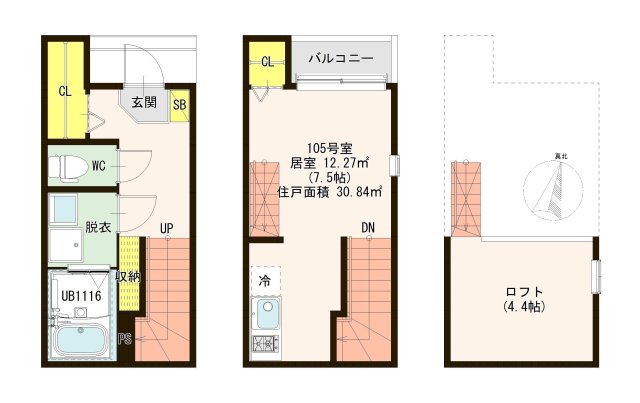 仙台市宮城野区高砂のアパートの間取り