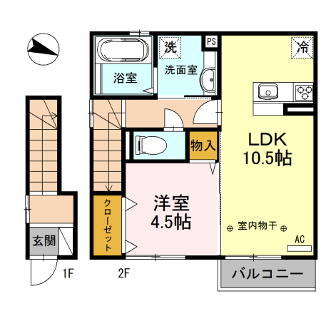 砺波市春日町のアパートの間取り