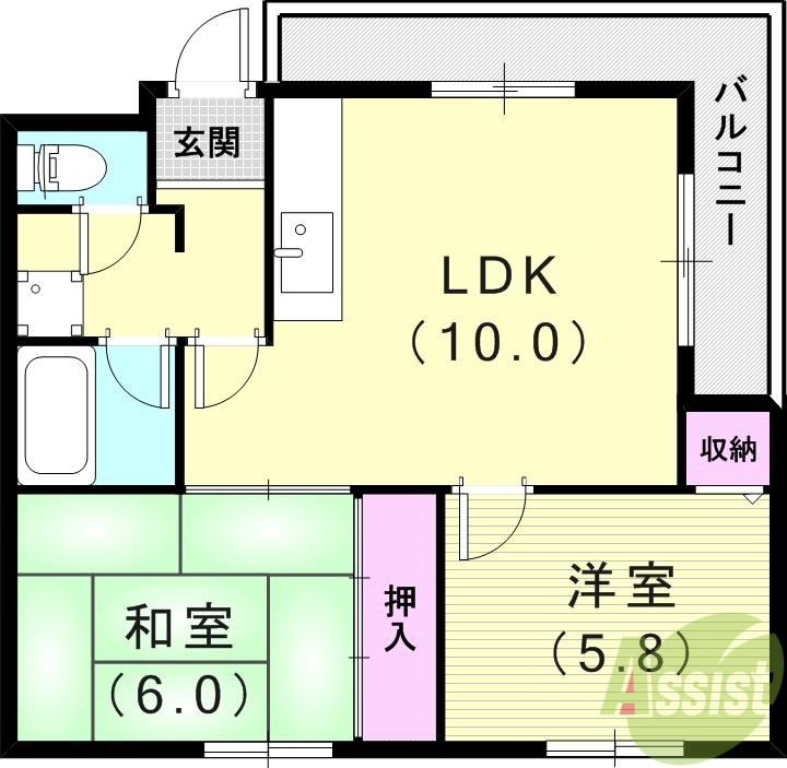 尼崎市浜田町のマンションの間取り