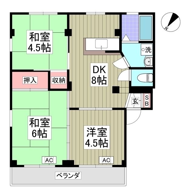 所沢市東所沢のマンションの間取り