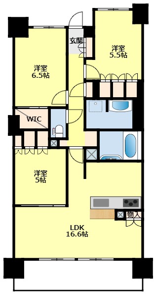 豊田市喜多町のマンションの間取り