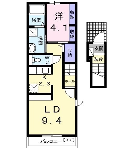 郡山市大槻町のアパートの間取り