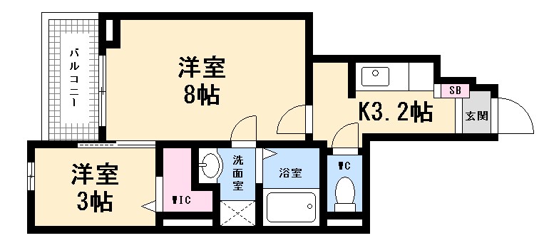 【広島市西区南観音のアパートの間取り】