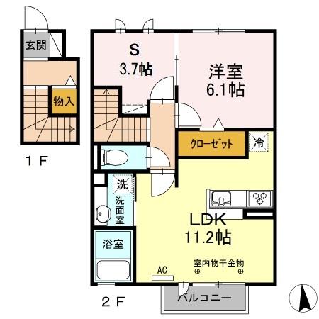 春日井市上田楽町のアパートの間取り