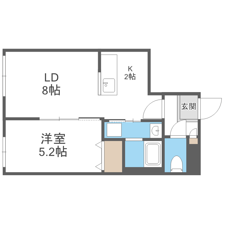 札幌市豊平区中の島一条のマンションの間取り