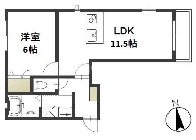 岡山市北区神田町のアパートの間取り