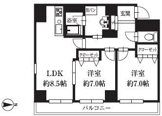 中央区新富のマンションの間取り