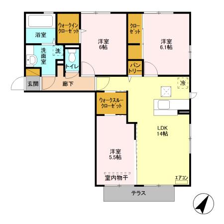 市原市姉崎西のアパートの間取り