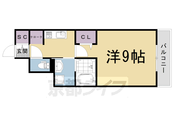 京都市右京区太秦安井小山町のマンションの間取り