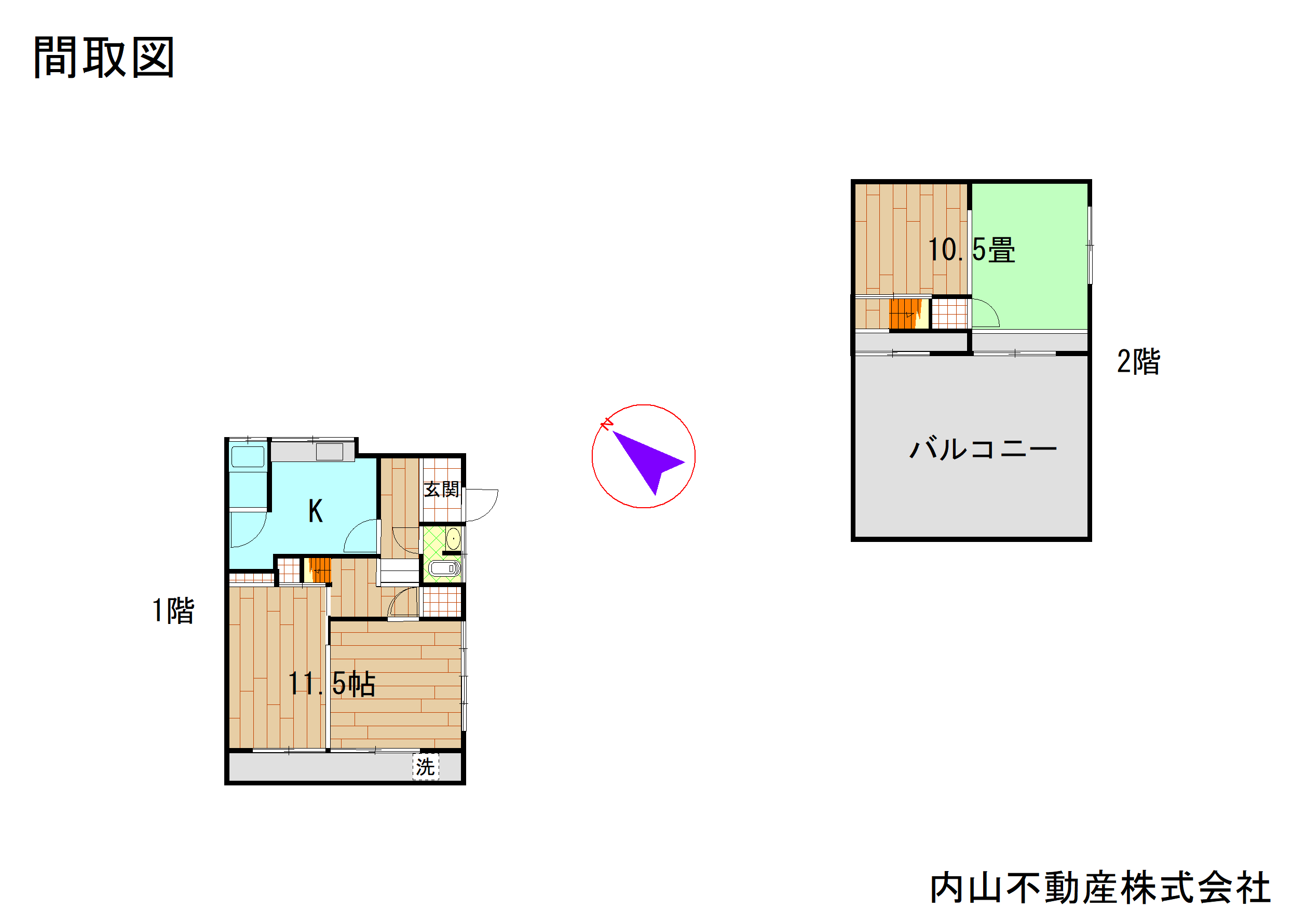 玉6丁目貸家（東側）の間取り