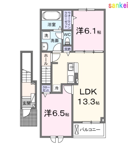 総社市総社のアパートの間取り