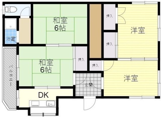 吉田アパート２階全号室の間取り