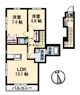 広島市安佐北区亀山のアパートの間取り