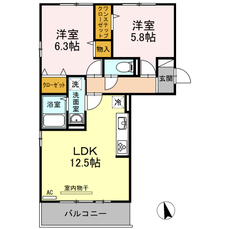 高松市林町のアパートの間取り