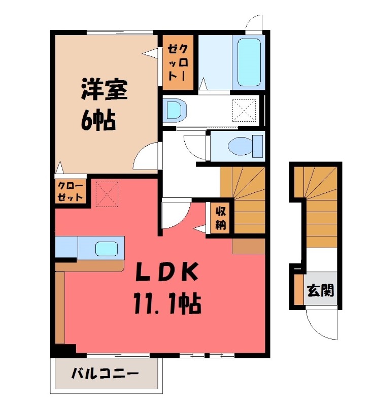 栃木市大平町富田のアパートの間取り