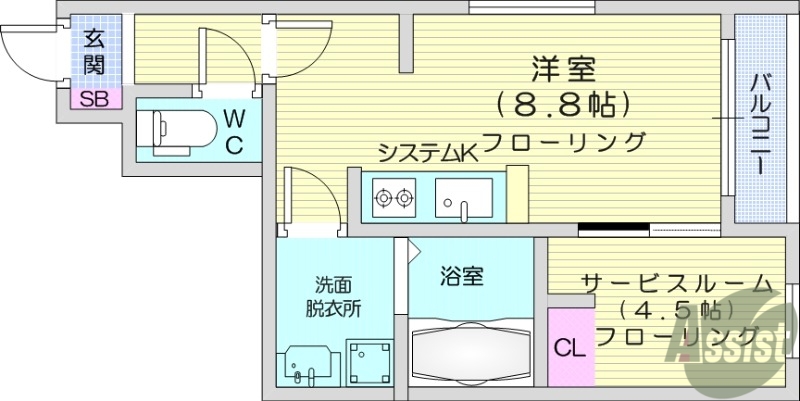 塩竈市小松崎のアパートの間取り