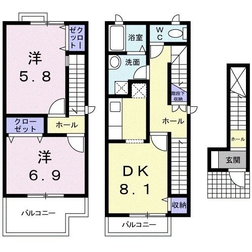 富士市松岡のアパートの間取り