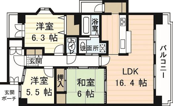 広島市中区東白島町のマンションの間取り