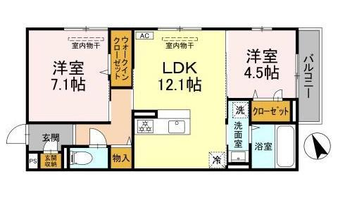 東広島市西条町寺家のアパートの間取り