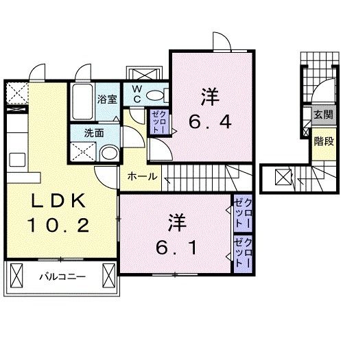 福山市新市町大字戸手のアパートの間取り