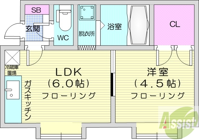 札幌市北区北三十五条西のアパートの間取り