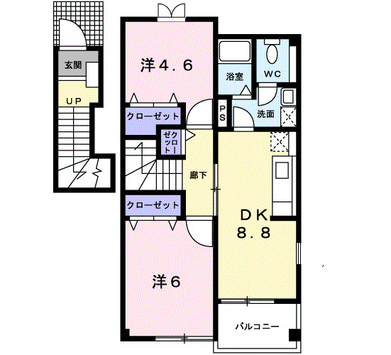 高岡市福岡町上蓑のアパートの間取り