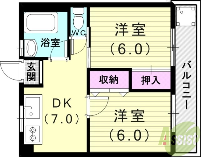 神戸市垂水区福田のマンションの間取り