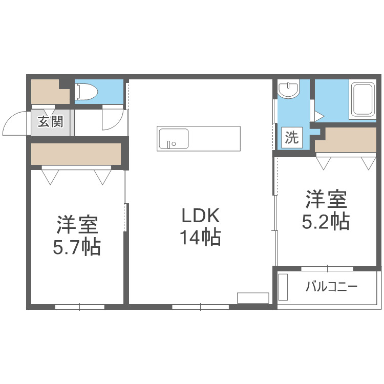 札幌市中央区北三条東のマンションの間取り