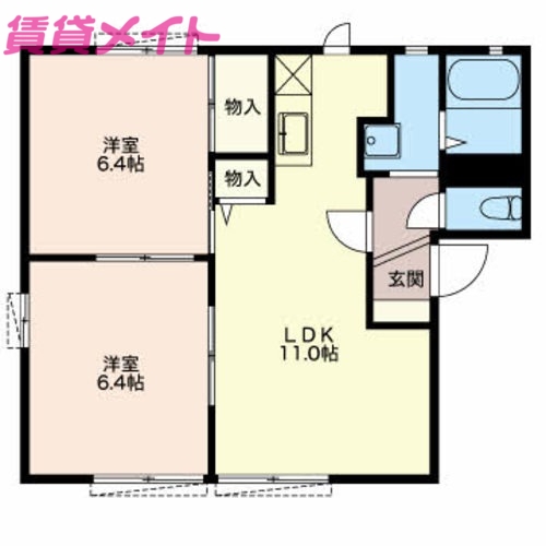 四日市市楠町北五味塚のアパートの間取り