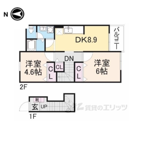 舞鶴市田中町のアパートの間取り