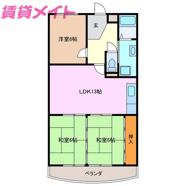 鈴鹿市平田東町のマンションの間取り