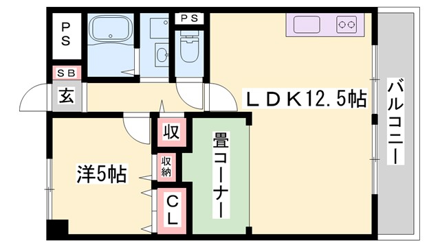 西飾磨ハイツの間取り