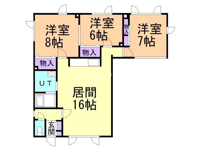 石狩市花川南八条のアパートの間取り