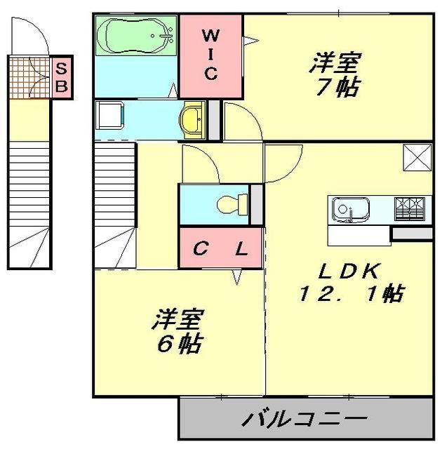 東松山市大字宮鼻のアパートの間取り